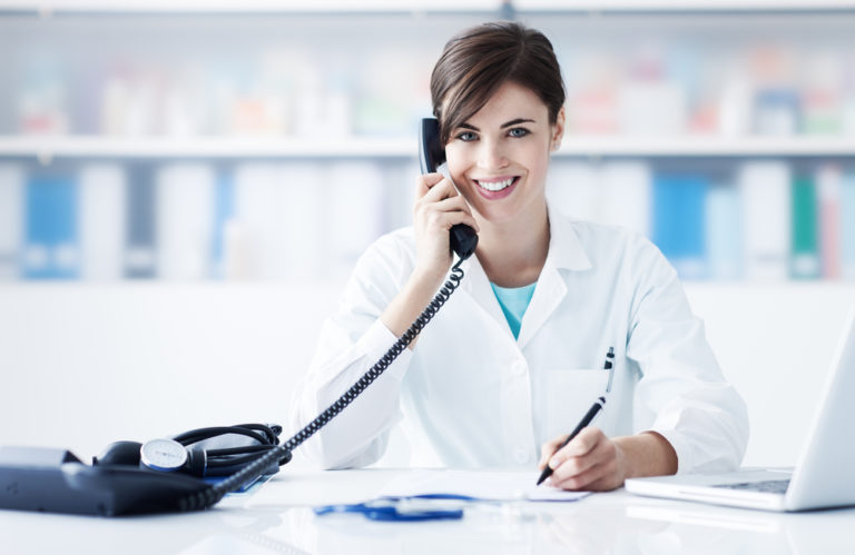 Contact our New Patient Coordinator (image of woman on phone)