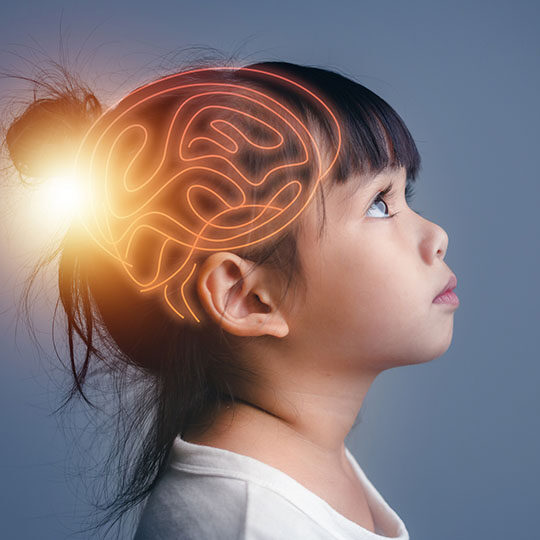 Child with brain superimposed